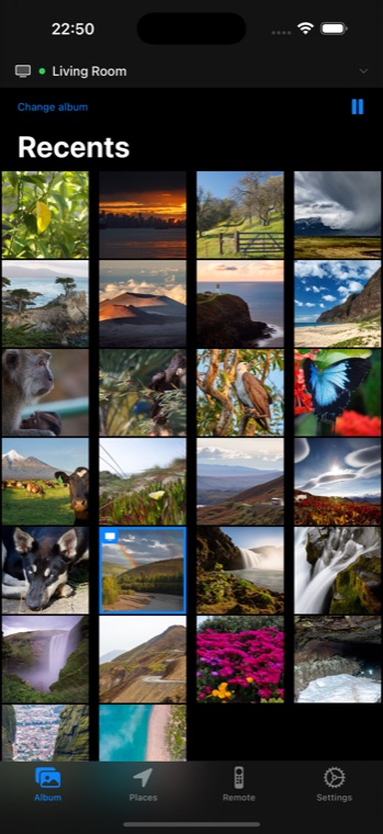 iPhone showing an album as a grid of photos